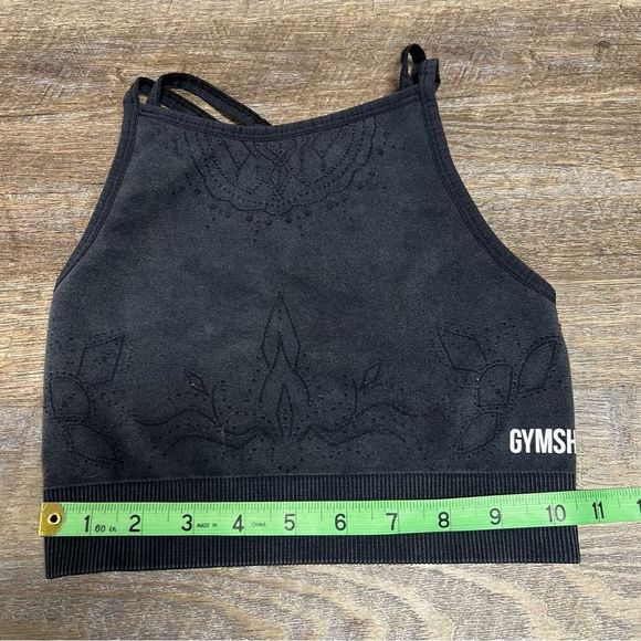 Gymshark Sports Bra Women's XS Charcoal Grey Studio Seamless Workout Spellout - Picture 2 of 7